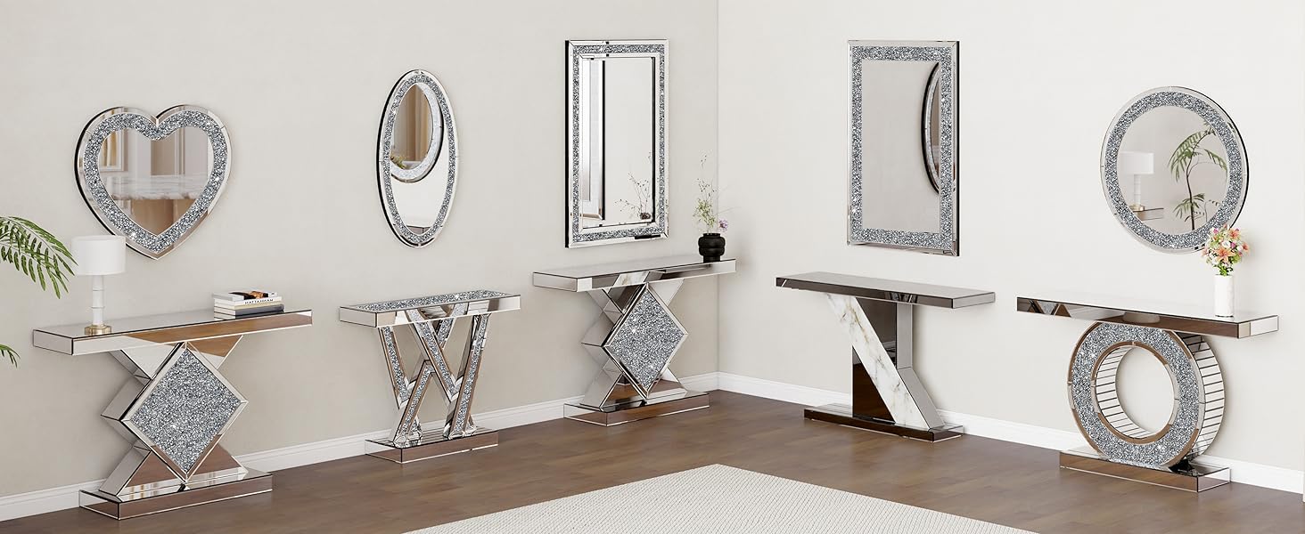 Срібна ваза Shyfoy з дзеркальною поверхнею, 36 см, з декором з кристалів та діамантів. Сучасна ваза для декору інтер'єру, для дому, на стіл, вхід.