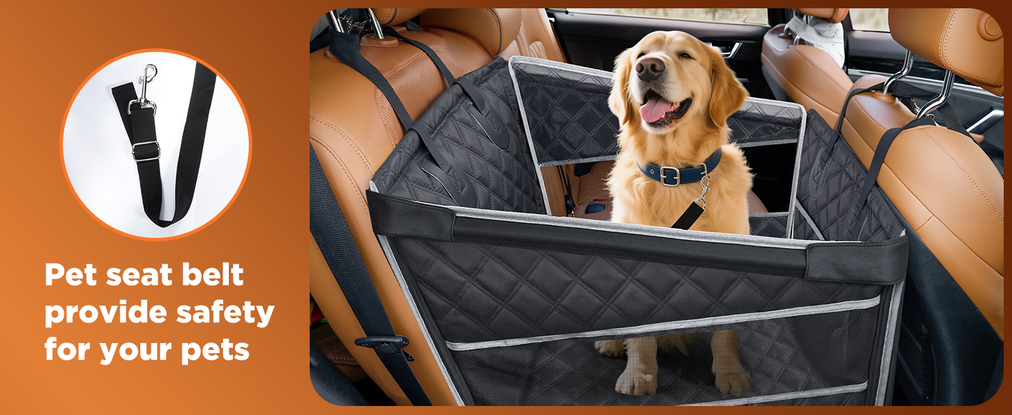 Крісло для собак у машину Gimars, посилена стабільність, великі та середні породи, водонепроникне, з ременями безпеки