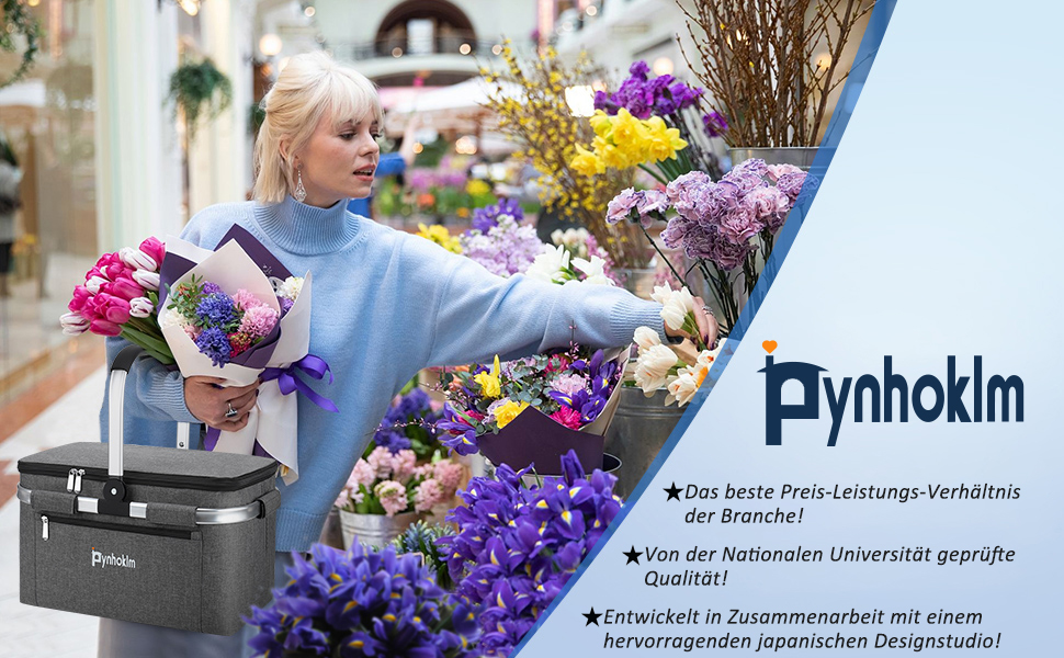 Складаний термокорзина Pynhoklm з кришкою, ізотермічна, 22 л, набір 2 шт, для покупок і пікніка, витримує до 25 кг