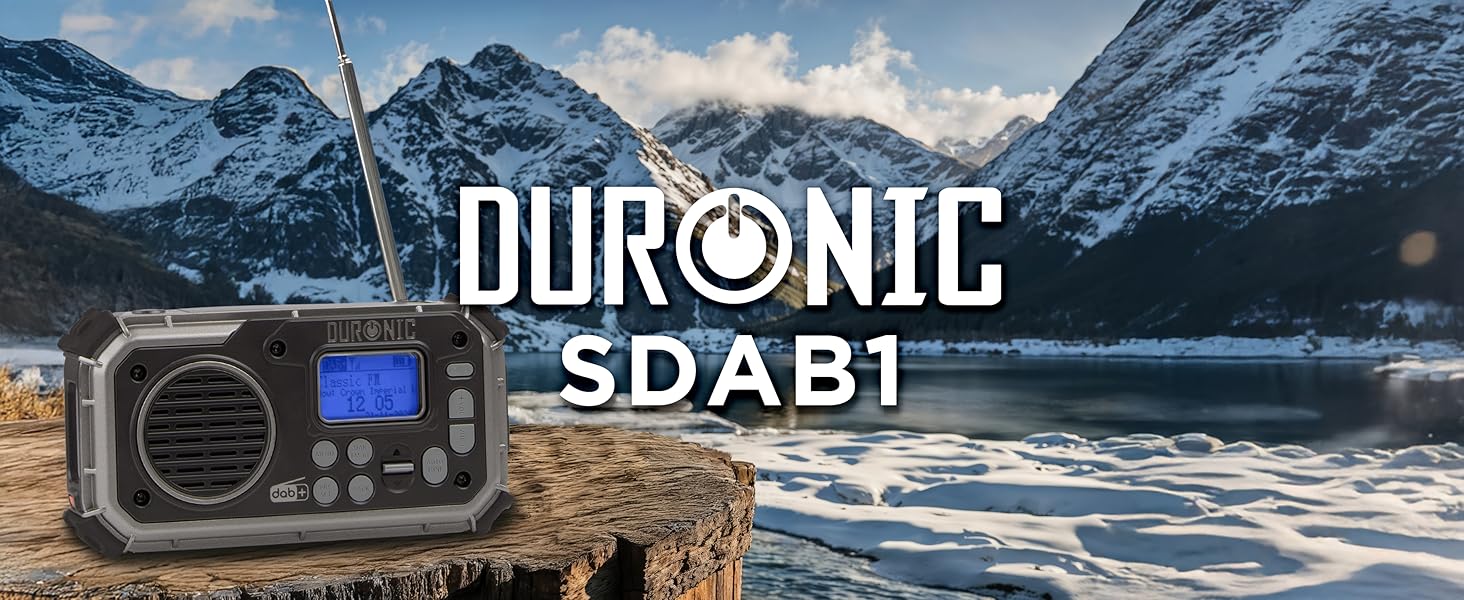Портативне радіо Duronic SDAB1 на сонячній енергії з ручкою, DAB FM, LED-ліхтар, Powerbank 2000mAh, Bluetooth Speaker