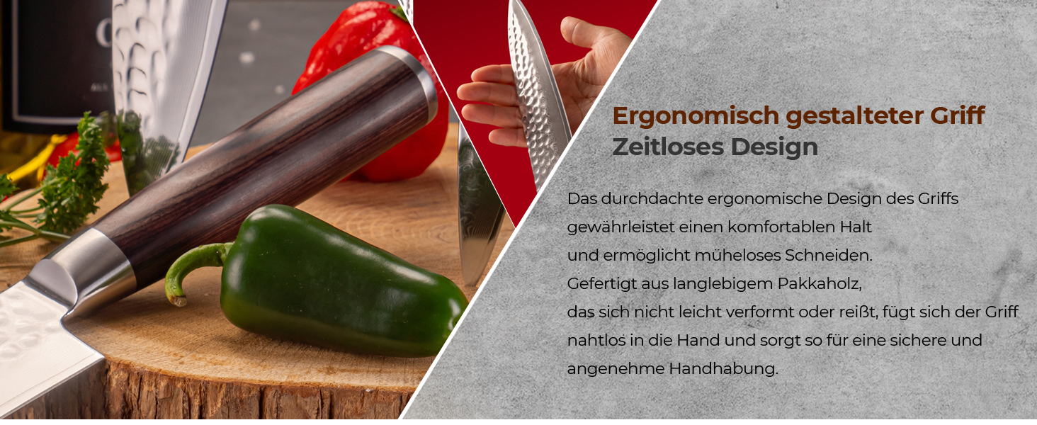 Японський ніж Nakiri Satomi® з 18 см лезом з 67 шарів дамаської сталі, традиційний стиль, професійний кухонний ніж для шеф-кухаря з ручкою з паккавуда