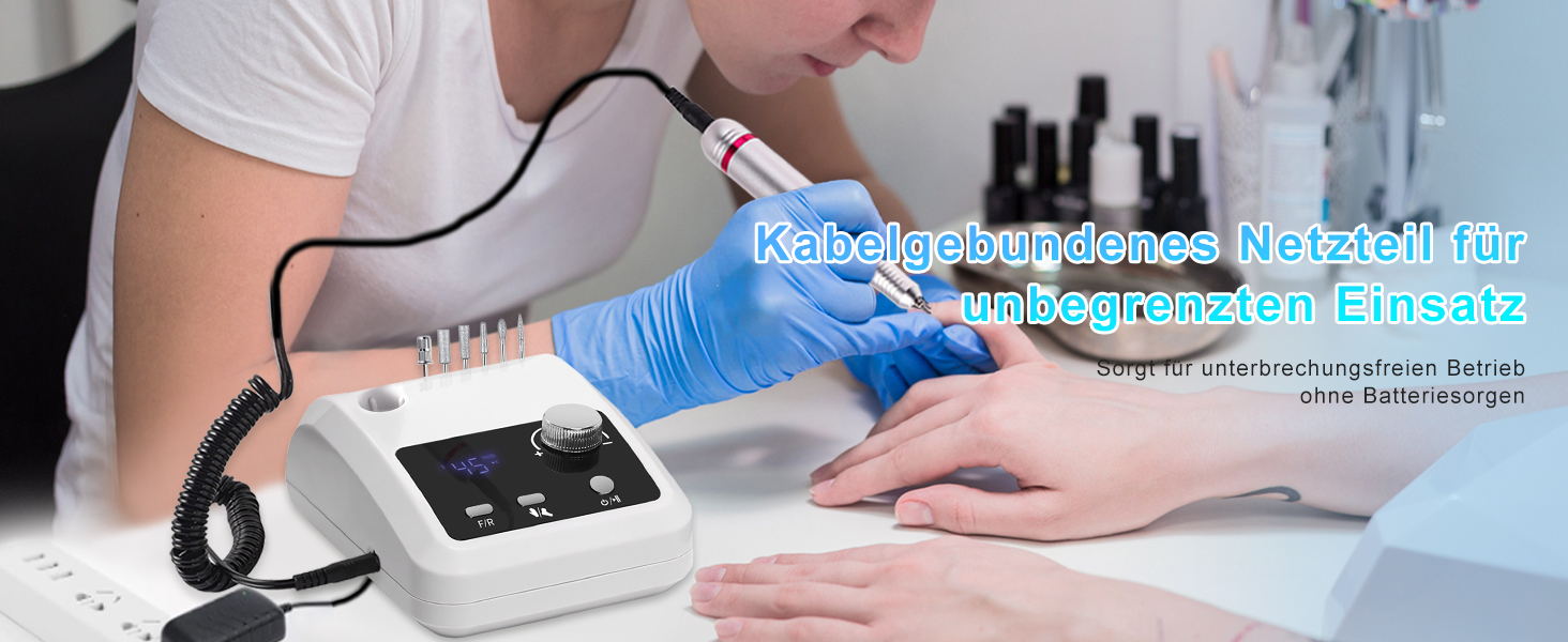 Електрична машинка для манікюру та педикюру CozyZen Professional: 45000 об/хв, LCD-дисплей, керування рукою/ногою, тиха робота, для акрилу та гелю, білий