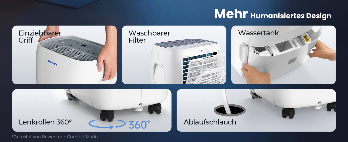 Електричний осушувач повітря Newentor 25L - для підвалу, дому, 215 м³/80 м², з таймером, фільтром, 10 років гарантії