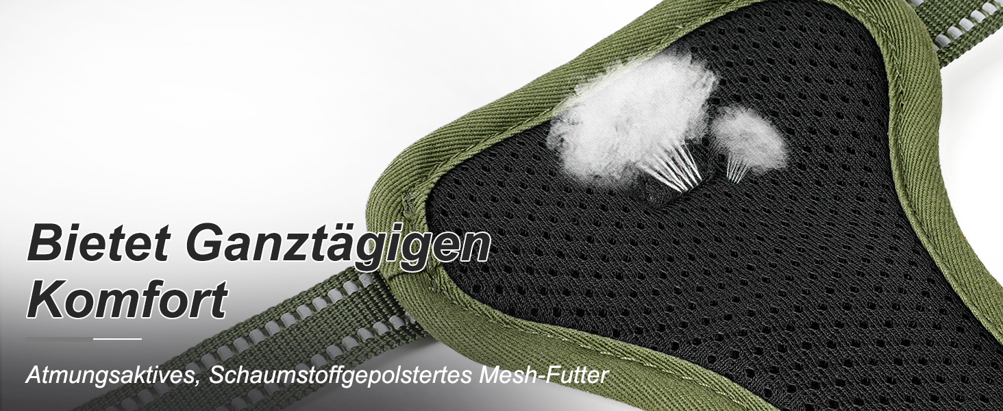 Нашийник для собак HEELE з посиленим кріпленням, світловідбиваючий, з м'якою ручкою, для контролю, 2 металеві кільця, для малих, середніх та великих собак, армійський камуфляж, зелений, M M MC-Armee Grün