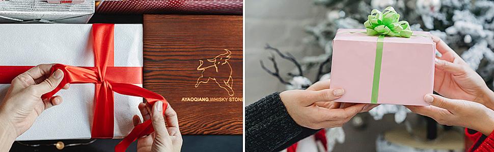 Набір для віскі з кубиками льоду – 8 шт. та 2 склянки, дерев'яна коробка, подарунок для чоловіків та жінок