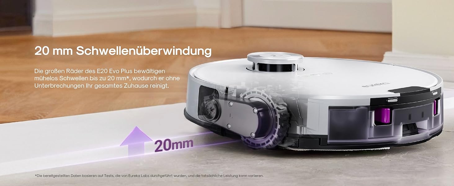 Робот-пилосос Eureka E20 Evo Plus з функцією миття та автопорожненням, 10000 Па, для твердих підлог та килимів, білий