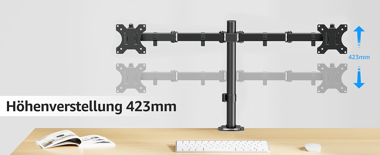 Кріплення для монітора MOUNTUP Dual - для 2 моніторів 13-32 дюйми, регульоване, настільне, VESA 75/100mm