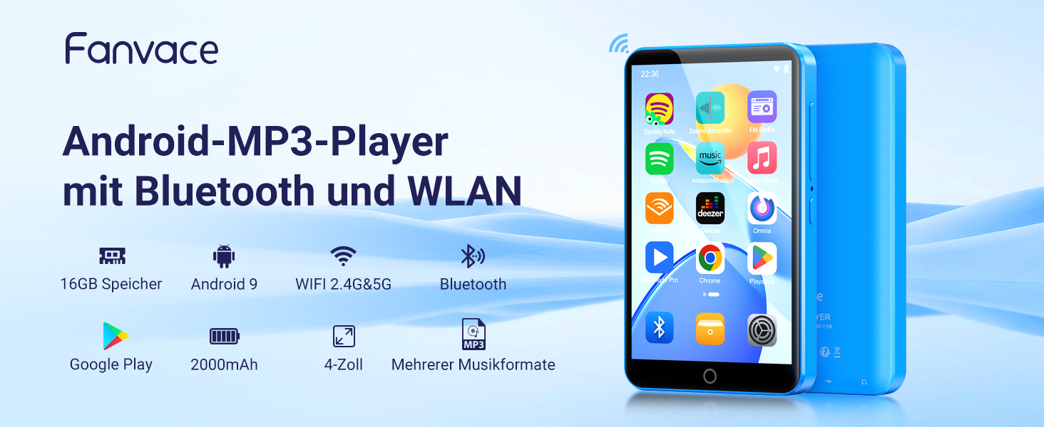 MP3 плеєр 16GB з Bluetooth та Wi-Fi, Android MP4 плеєр 4