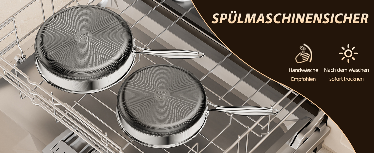 Сковорода глибока з кришкою 30 см FD-D з нержавіючої сталі гібридна, з холодною ручкою, для всіх плит (індукція), посудомийна машина, без PFAS/PFOA/PTFE, жаростійка до 260°C