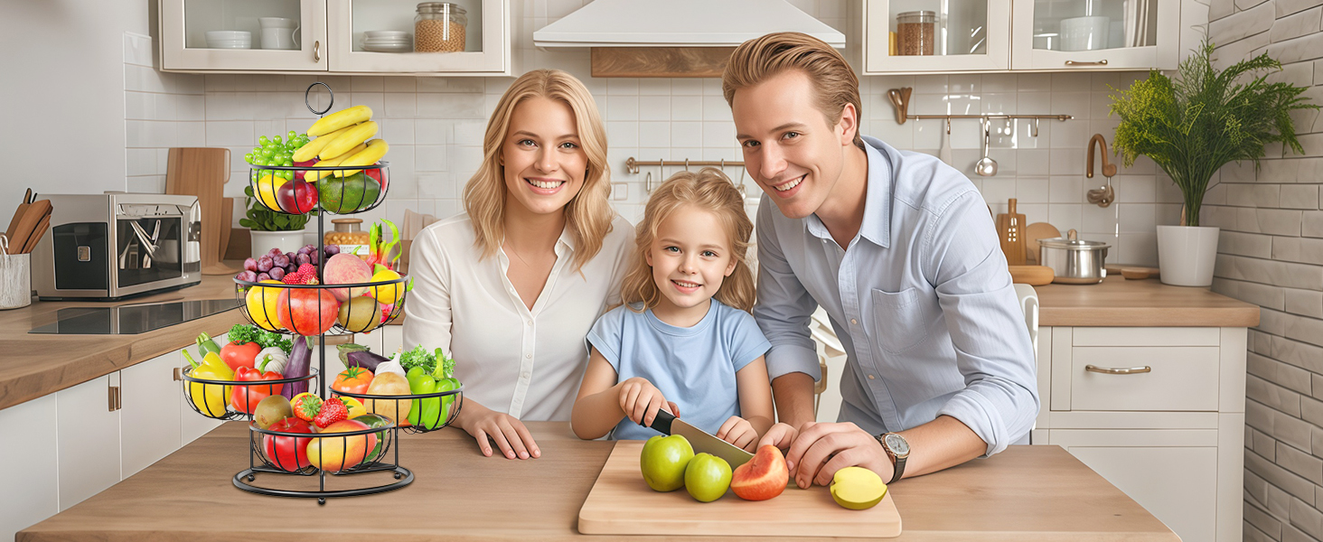 PouHenier 5-ярусна металева етажерка для фруктів та овочів, чорна, для кухні