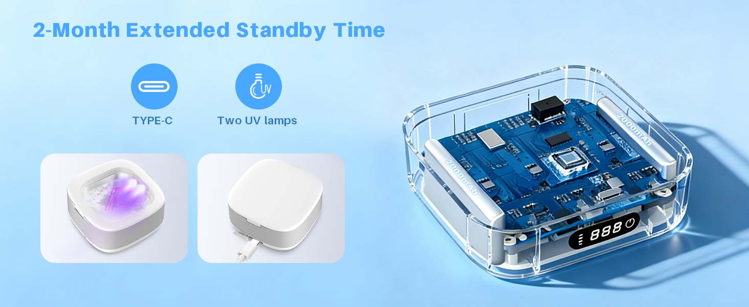 Ультразвуковий очищувач Voraiya 4000mAh IPX7 для зубних протезів, брекетів, кап, ювелірних виробів, срібла - портативний, акумуляторний