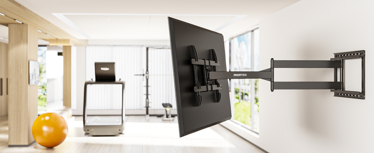 Настінна кріплення для телевізора monTEK 1080mm - для плоских та вигнутих моніторів до 60 кг, поворотна та нахилена, висувна, VESA 800x400 мм (43-80 дюймів)