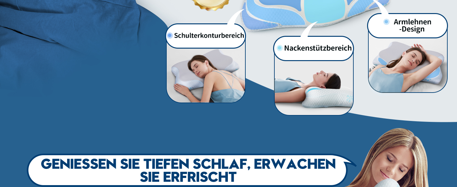 Ортопедична подушка CloudÉtoile з Memory Foam - 2-в-1. Ергономічна подушка для сну на боці, спині та животі. Підтримка шиї. Білий колір (64x38x12 см, сірий)
