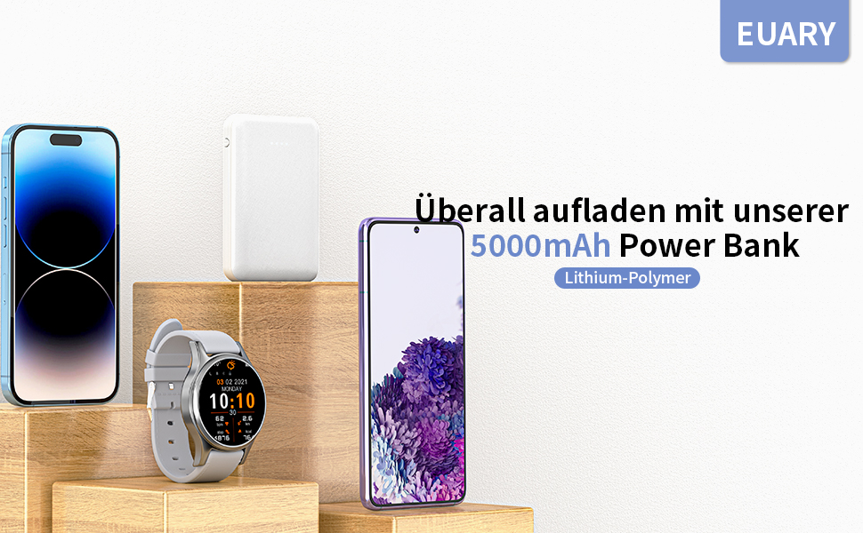 Портативний зарядний акумулятор Power Bank 5000mAh (2 шт.) чорний та білий