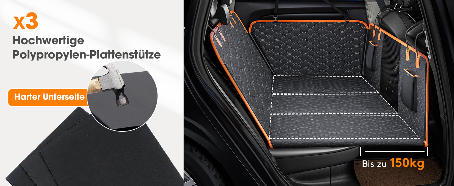 Joejoy Car Seat Cover for Dogs - Waterproof & Scratch-Resistant Back Seat Cover with Hard Bottom & Safety Belt - Black