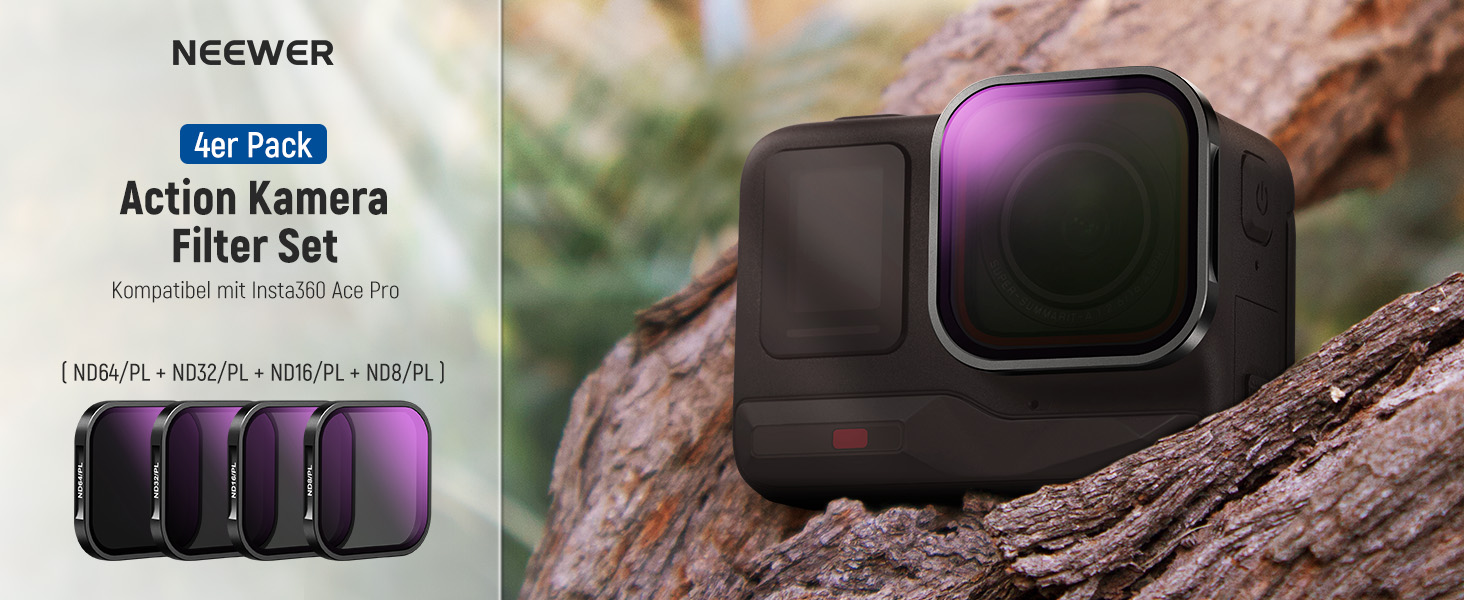 Набір фільтрів ND та CPL NEEWER для Insta360 Ace Pro: ND16, ND32, ND64, CPL – 4 шт.