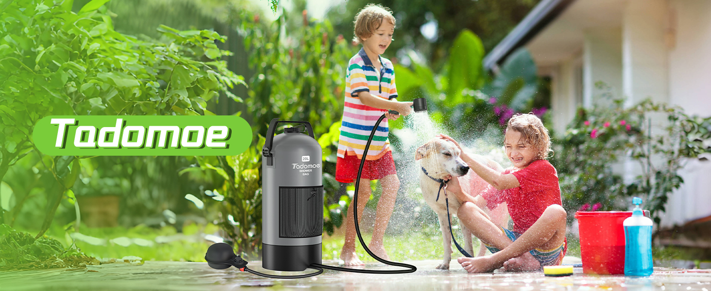 Сонячний душ для кемпінгу на 20 літрів з насосом, сумка та душ для відпочинку, подорожей та туризму (сірий)