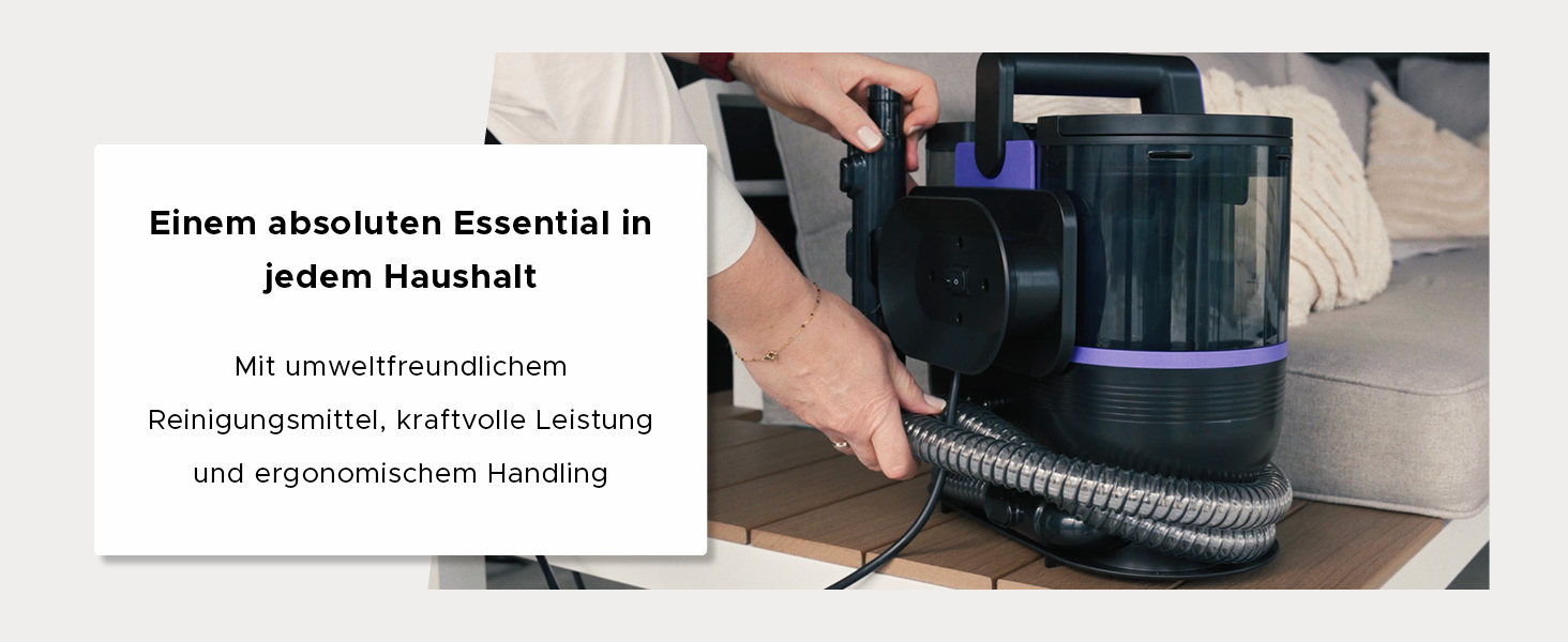 Теперішній мийний пилосос Motionflow з нагрівом - 1200W для килимів, меблів, авто. 4 насадки, самоочищення, 15с нагрів. Чорний