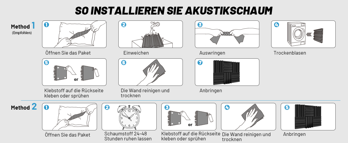 Акустичний поролон для звукоізоляції, шумопоглинаючі панелі 30х30х5 см, висока щільність, набір 48 шт для студії звукозапису та лайв-студій
