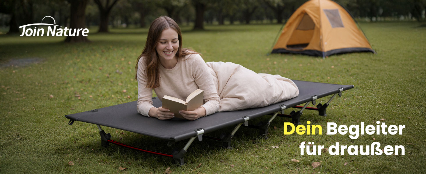 Кемпінгове ліжко Join Nature Ultraleicht: легке, складане, для дорослих, чорне