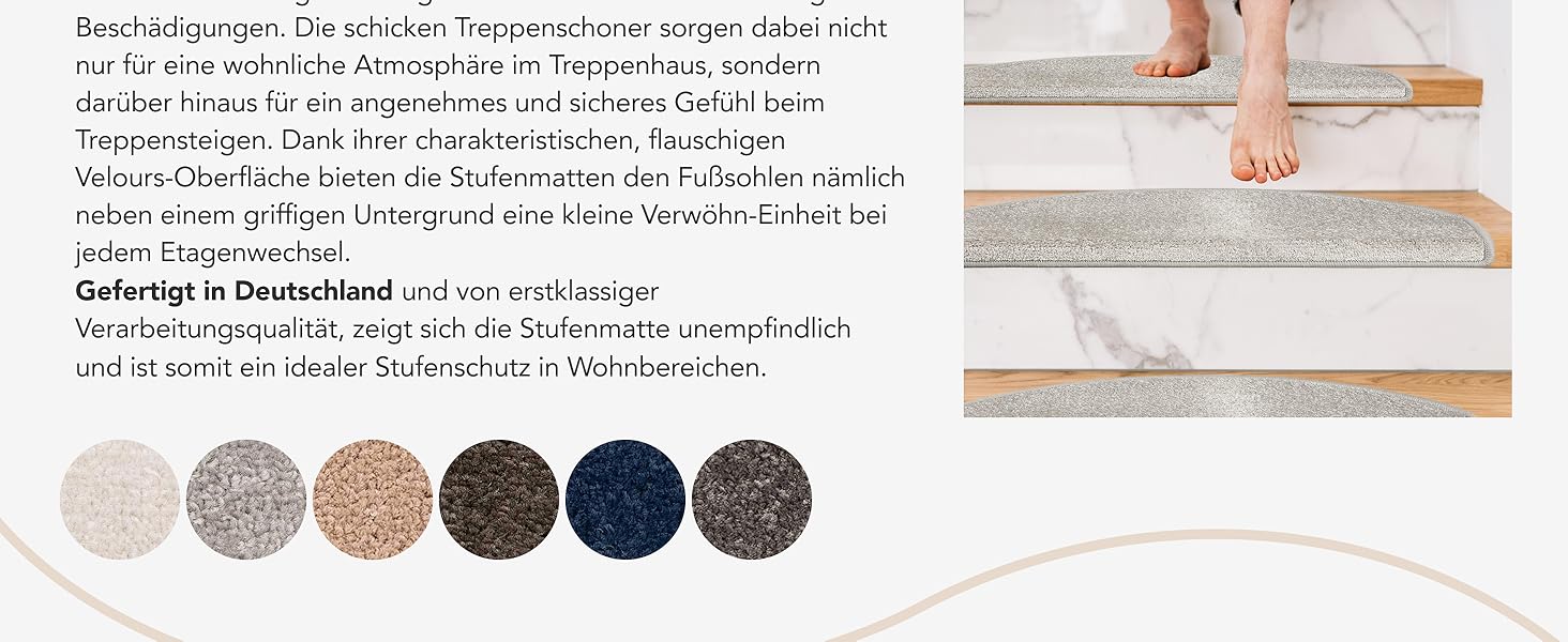 Casa Pura Dynasty Velour Non-Slip Stair Treads - 15 Piece Set - Anthracite Grey