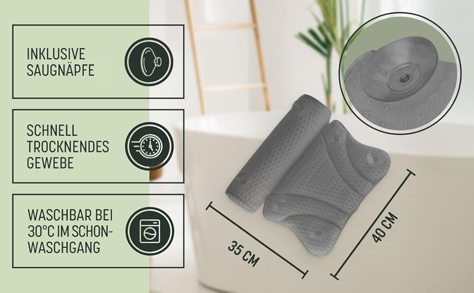 Подушка для ванни SilverRack середньої м'якості, біла 4D, з присосками, ергономічна, для шиї, аксесуар для ванни (сірий, тонка)