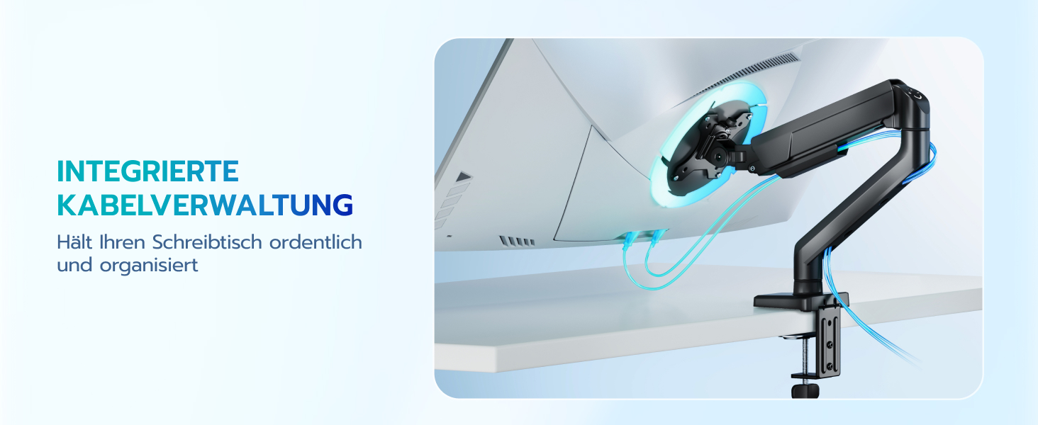 Кронштейн для монітора ARES WING для плоских та вигнутих екранів 17'-40', регульований по висоті, навантаження до 12 кг, VESA 75/100 мм, чорний, один рукав