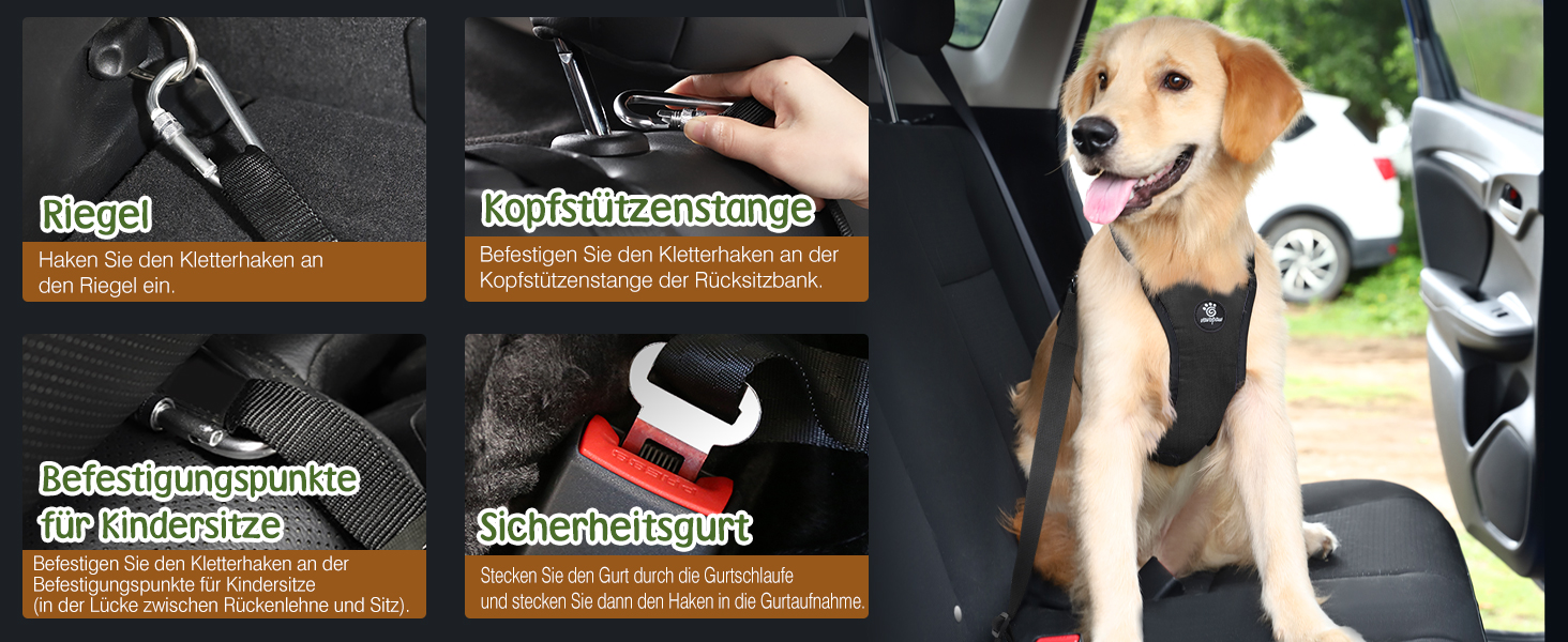 Автомобільний поводок для собак, шлейка з ременем безпеки, чорний, великий, дихаюча сітка