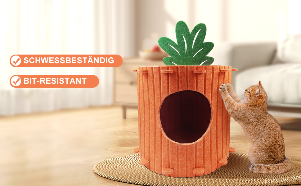 Двоярусна котяча хатинка-печера з дряпалкою, котячий будиночок для дому, кігтеточка з платформою, ліжко-печера для котів, кігтеточка-бочка, котячі меблі з іграшкою, 60х40х40 см