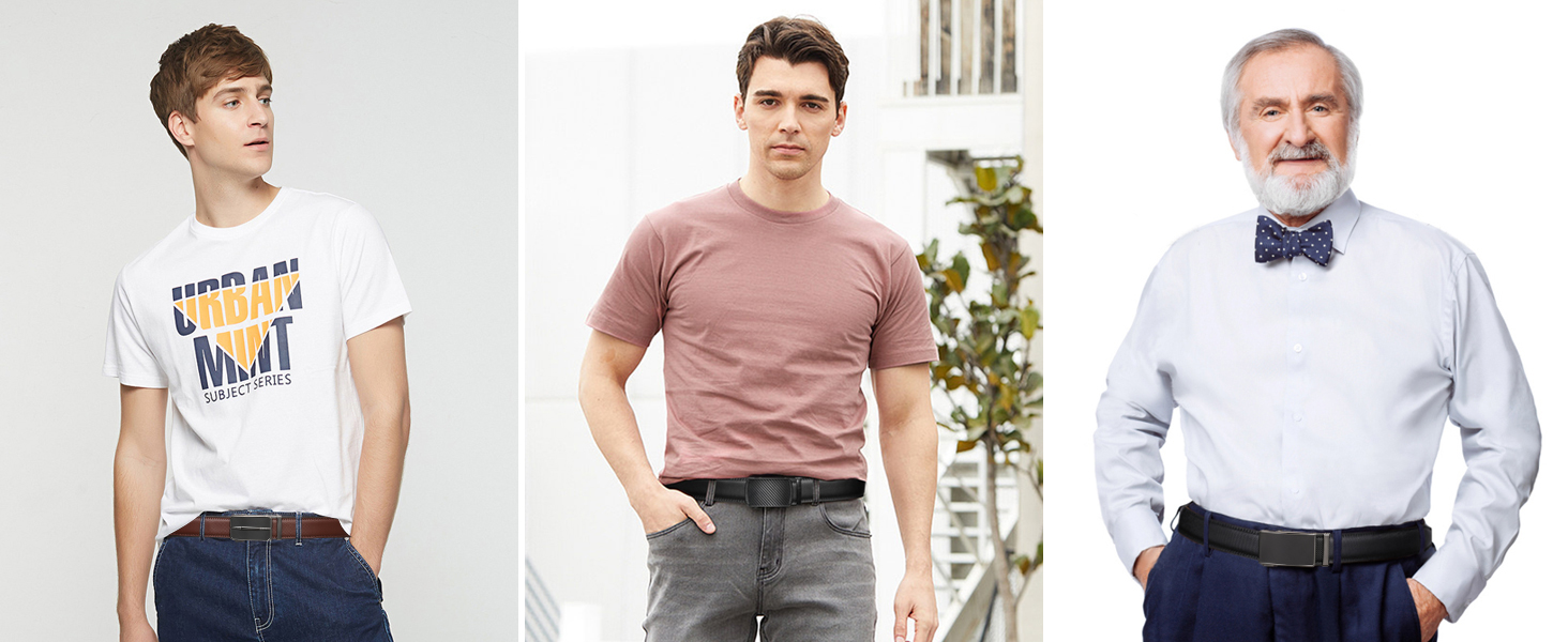 Чоловічий шкіряний ремінь SENDEFN з автоматичною застібкою, ширина 35 мм, регульований розмір, для джинсів та ділового костюма, колір: чорний/золотий, 115 см (32-38 дюймів)