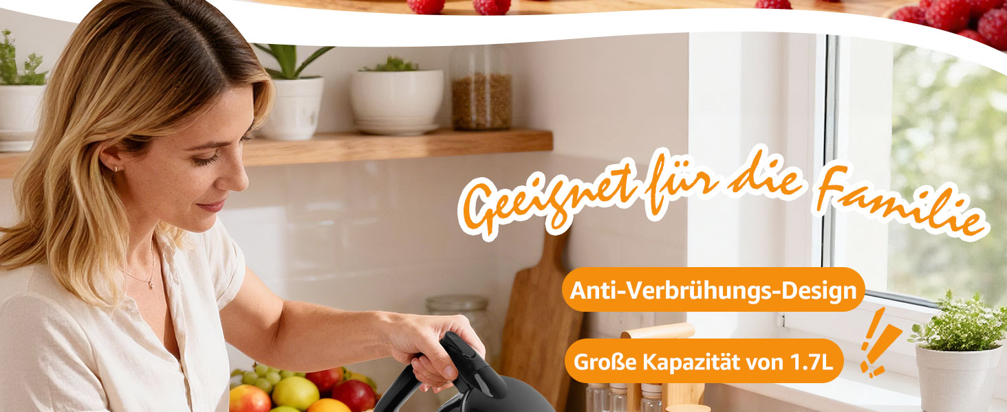 Електричний чайник Aigostar з нержавіючої сталі, чорний, 1.7 л, 2200 Вт - Швидкий кип'ятіння, подвійні стінки, без пластику, індикатор рівня води, автовимкнення, BPA-free, для кухні та офісу