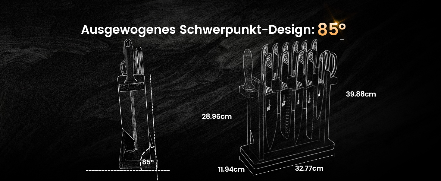 Набір кухонних ножів Messerset 7 предметів у японському стилі з магнітним блоком з акації, вуглецева сталь, нековзка ручка