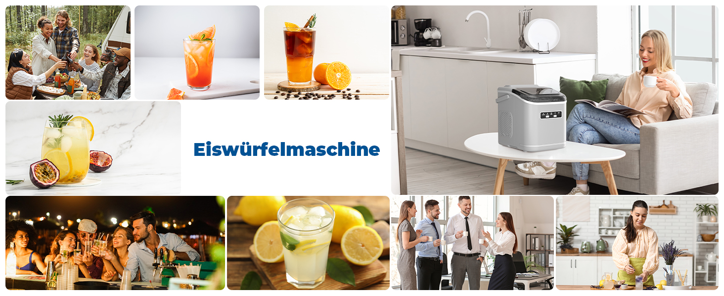 Машина для приготування льоду Ice Maker: 9 кубиків за 6-8 хвилин, 12 кг на добу, самоочищення, сірий колір. Ідеально для кухні, офісу, бару та вечірки