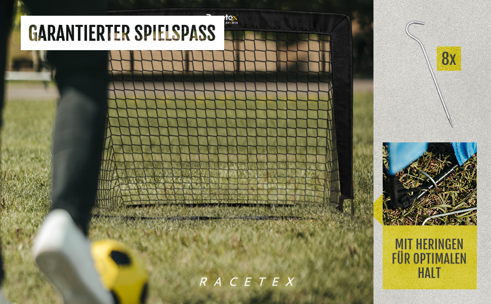 Набір дитячих футбольних воріт Racetex 2 шт. - ворітця для футболу з сумкою для транспортування, посилені штанги з скловолокна, чорний колір