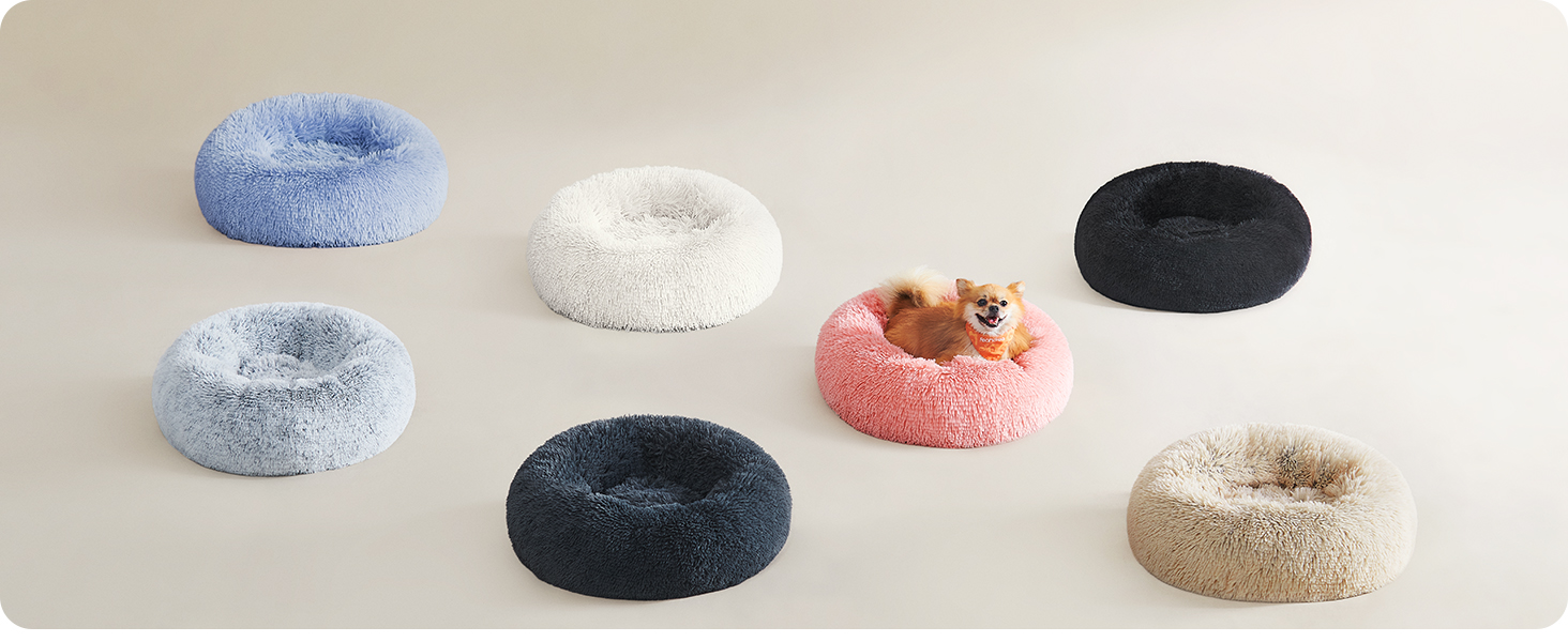 Кругле ліжко для собак та котів Feandrea, м'яке, донат, 60 см, темно-сірий, знімний наповнювач