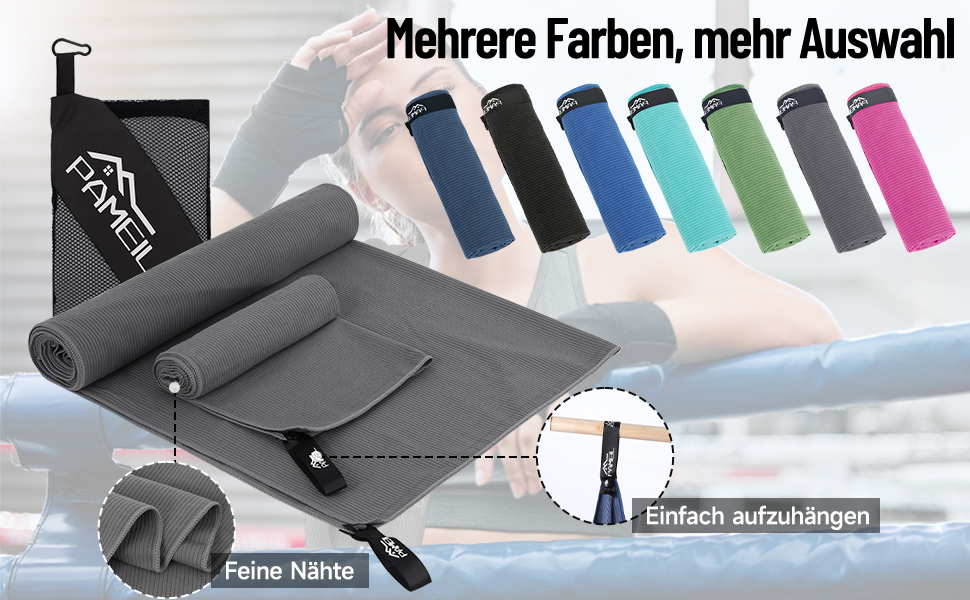 Набір рушників з мікрофібри Pameil (2 шт.) - великий (160x80 см) + маленький (80x40 см), компактні та швидковисихаючі, для спорту, подорожей, пляжу, колір морської хвилі