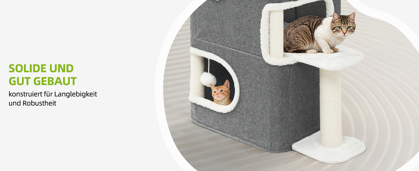 Кігтеточка-будиночок для котів, велика, з інтегрованою драбиною та місцем для відпочинку