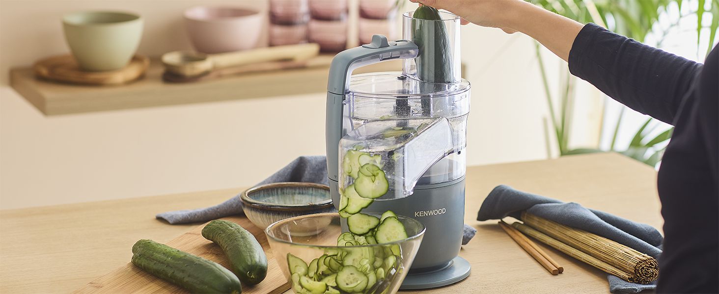 Кухонний комбайн Kenwood MultiPro Go FDP22.130GY: компактний, 650 Вт, 1.3 л, блакитний/сірий