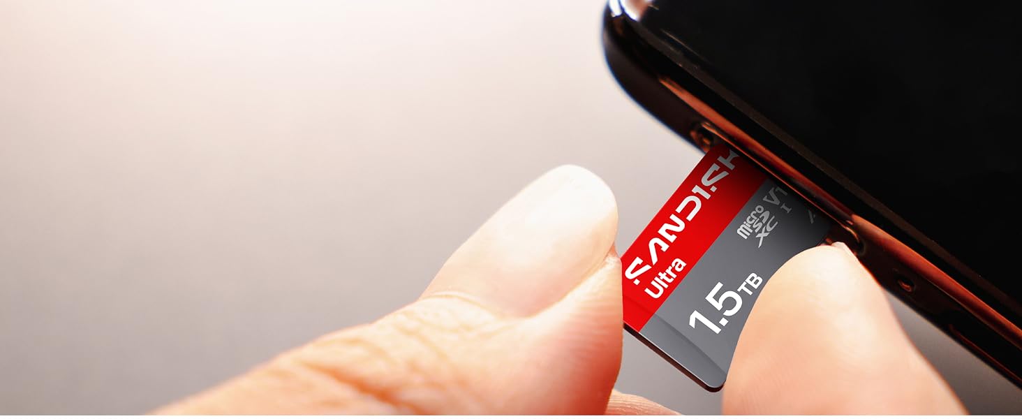 Карта пам'яті SanDisk Ultra microSDXC 1.5TB UHS-I (до 195 МБ/с, V10, U1, Class 10, A1) з SD-адаптером для смартфонів, планшетів, камер та ноутбуків