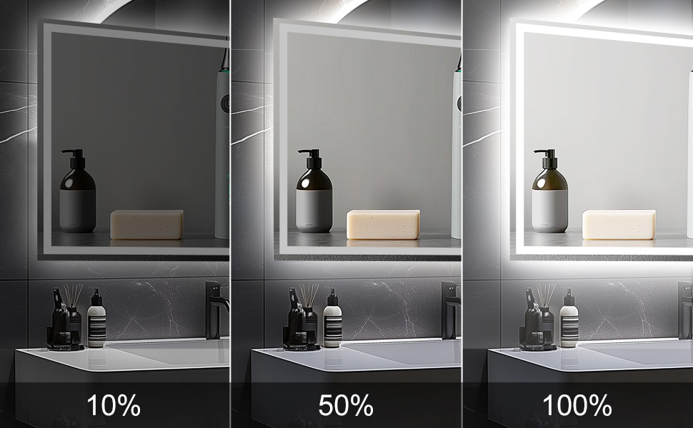 Дзеркало для ванної кімнати зі світлодіодним підсвічуванням 50x70 см, Bluetooth, сенсорне керування