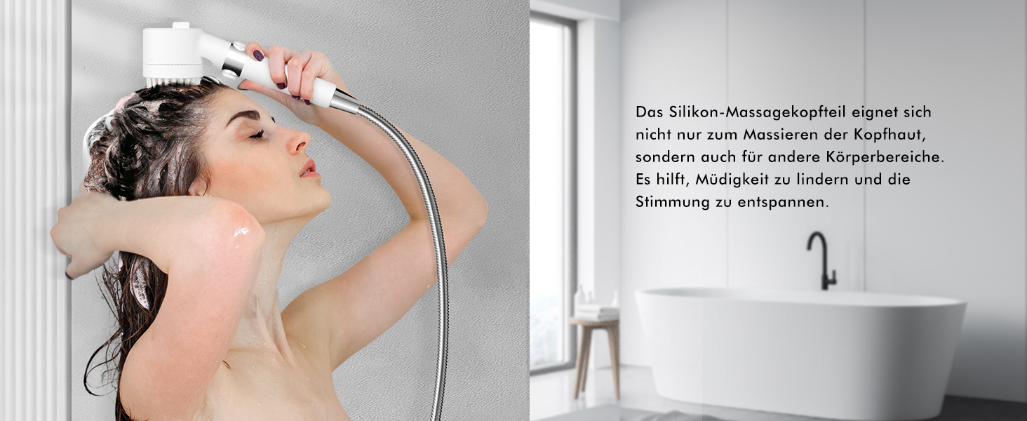 Showerhead with Filter MEKO High-Pressure Hand Shower with 15-Layer Filtration, 1.5M Hose, 3 Spray Patterns, Water-Saving Showerhead for Removing Hard Water, Residual Chlorine, Bacteria, and Heavy Metals (White)