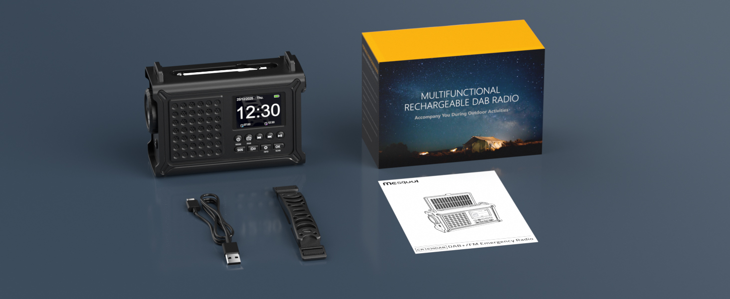 Радіоприймач Kurbelradio з DAB/DAB+/UKW, акумулятор 12000mAh, сонячна панель 8500mm², ручне радіо, Bluetooth 5.0, ліхтарик, ліхтар для читання, Outdoor, кемпінг, зелений (чорний)