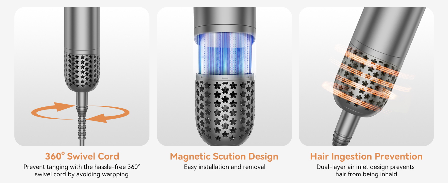 OKWRAP Hairstyler 5 в 1: Набір для укладки волосся з феном, іонізацією, автоматичною завивкою, плойкою та випрямлячем. (Сірий)