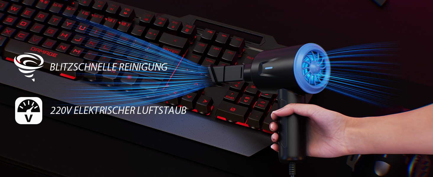 Електричний пилосос для очищення поверхонь - 500W, 5.74oz, комплект для ноутбука, клавіатури, авто, офісу (блакитний)