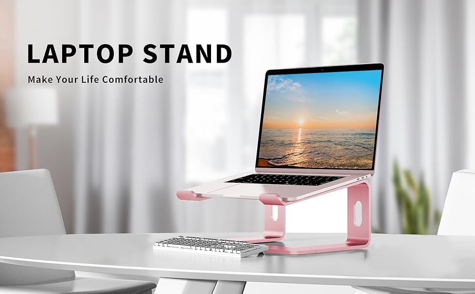 Підставка для ноутбука Orionstar, ергономічна підставка для ноутбука на стіл, алюмінієва підставка з вентиляцією, сумісна з MacBook Air Pro Samsung Notebook 10-15.6 дюймів, сіра (рожеве золото)