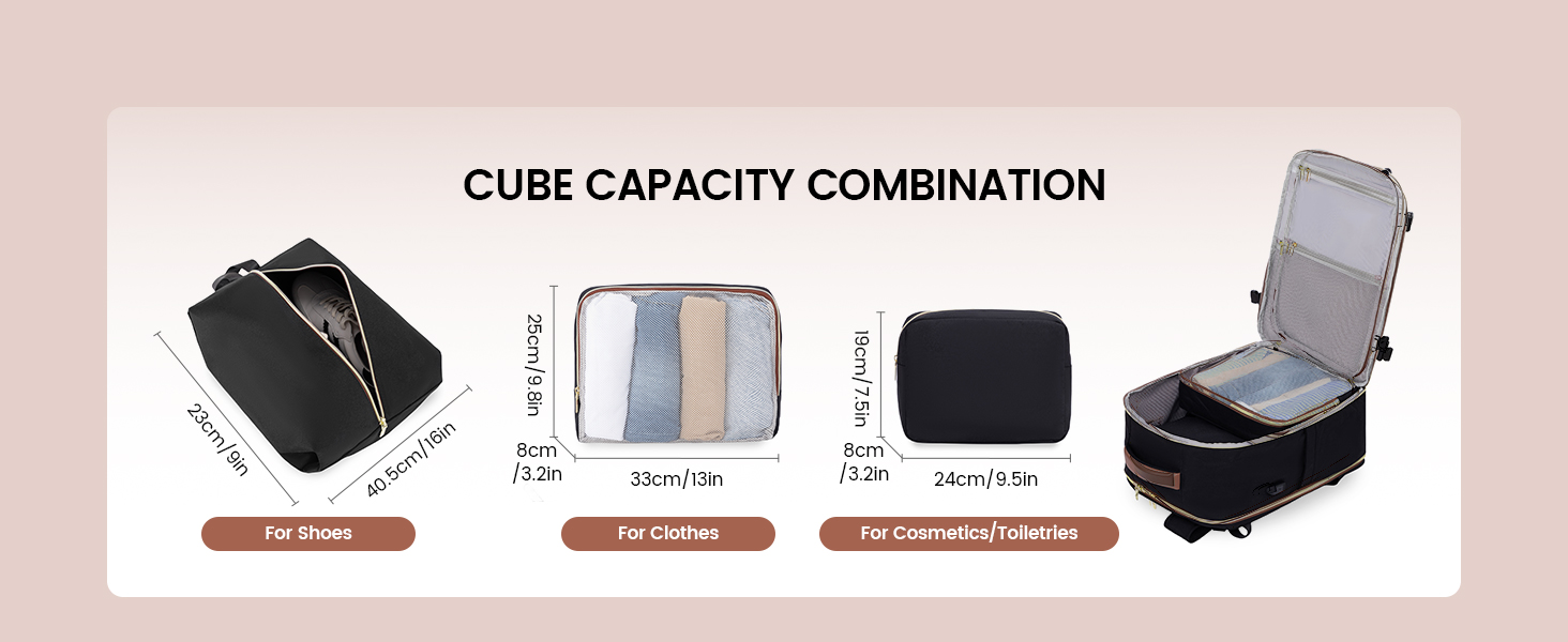 Рюкзак LOVEVOOK для жінок, 40L, ручна поклажа, для ноутбука, водонепроникний, рюкзак для подорожей, дамська сумка-мішок, 17.3 дюйми, сірий, білий, кавовий