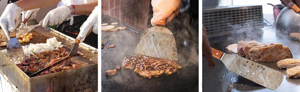 Набір інструментів для гриля MAIKEHIGH: 8 штук з нержавіючої сталі. Професійний шпатель, лопатка, щипці для BBQ, Teppanyaki, кемпінгу та гриля на плоскій поверхні.