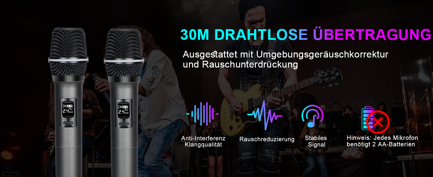 Караоке машина з Bluetooth, 2 мікрофонами, RGB-підсвічуванням та потужністю 30W