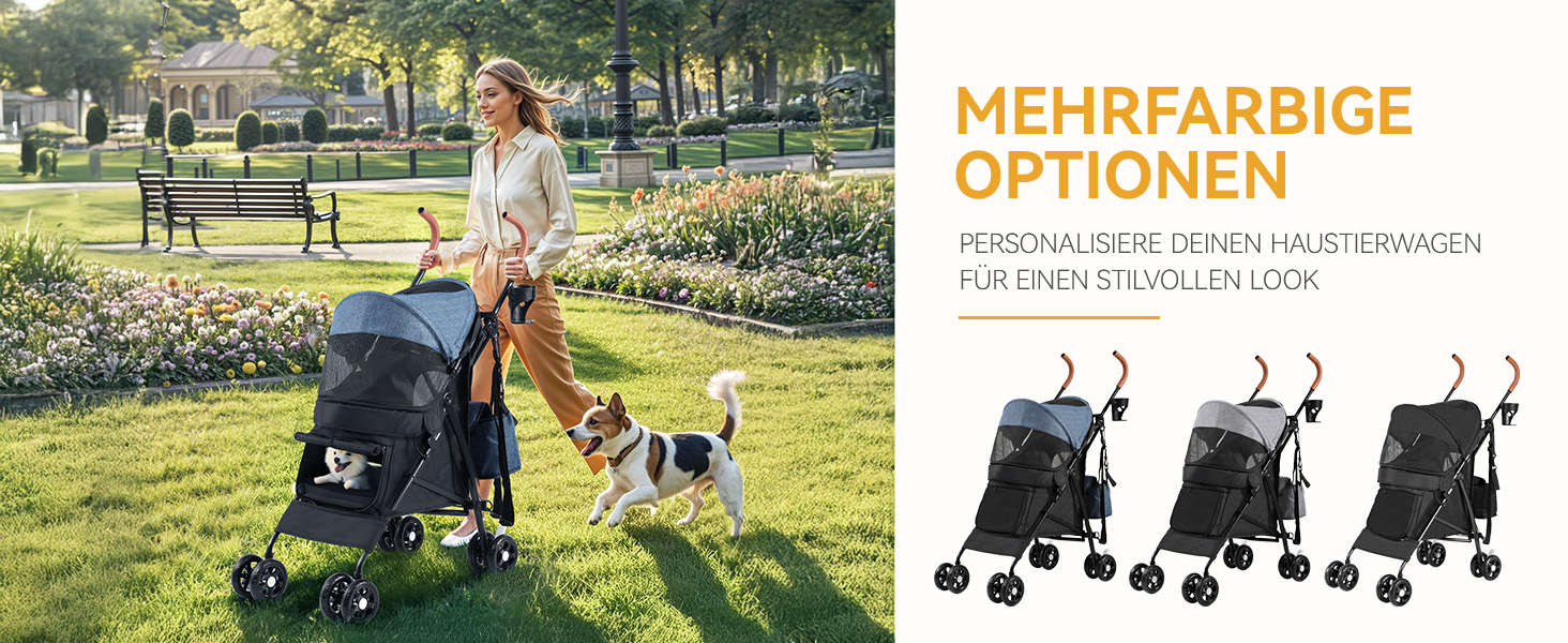 Візок для собак та котів DWVO, до 11,3 кг, складний, з подушкою та кошиком для зберігання, блакитно-чорний (45x80x103 см)