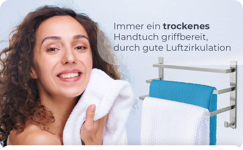 Тримач для рушників без свердління для ванної кімнати | Без бактерій | Прихований кріплення | Тримач для рушників з гачками - нержавіюча сталь SUS 304, антикорозійна, полірована